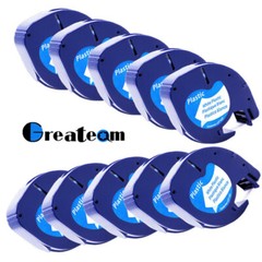 10x Letra Tag DYMO Compatible Label Tape 91331 12mm White LT Plastic Labelmaker