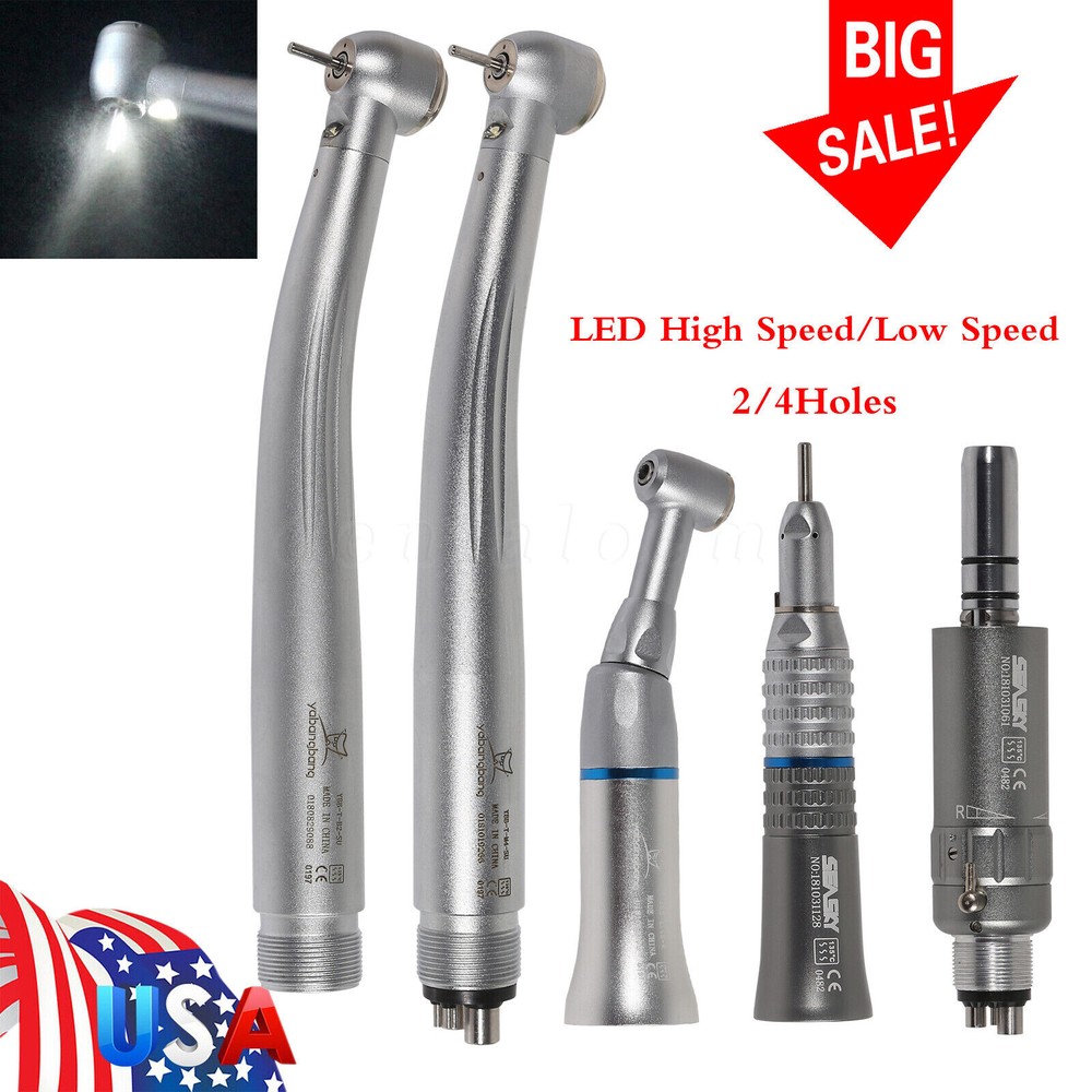 NSK Style Dental High/Low Speed Handpiece Kit E-generator LED Turbine 2/4 Holes