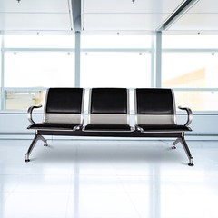 3-Seat Heavy PU Leather Barber Airport Waiting Room Chair Reception Office Bench