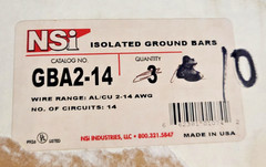 NSi GBA2-14 Isolated Ground Bar AL/CU 2-14 AWG 14-Circuit Lot of 10 New