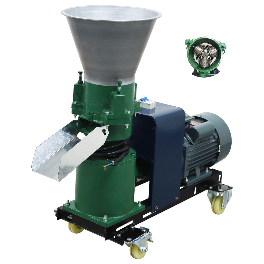 220V Animal Feed Pellet Mill Machine Pelletizer 3mm Plate 3 Roller 120-150KG/h
