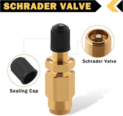 4 PCS 1/4″ Inflation Schrader Valve with Push to Connect for 1/4″ OD Air Line Tu