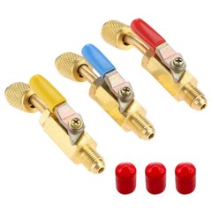 3PCS Brass Air Conditioning Shut Valve Accessories Part For AC Charging Hoses