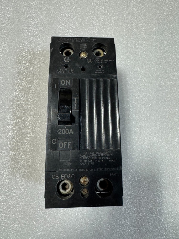 GE TQD22200 2 Pole Main Circuit Breaker Type TQD 240V General Electric 200A