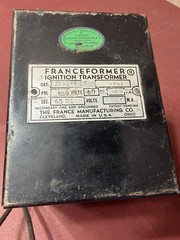 Vintage FRANCEFORMER IGNITION TRANSFORMER 3RADYR 17, Primary 120Volts-60CY-165VA