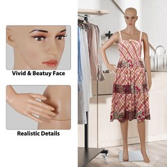 Realistic Female Mannequin Full Body 69 inch Tall Dress Form Adjustable Posture