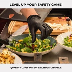 Large Pack Of 100 Black Nitrile Gloves Disposable Food Safe Powder Free