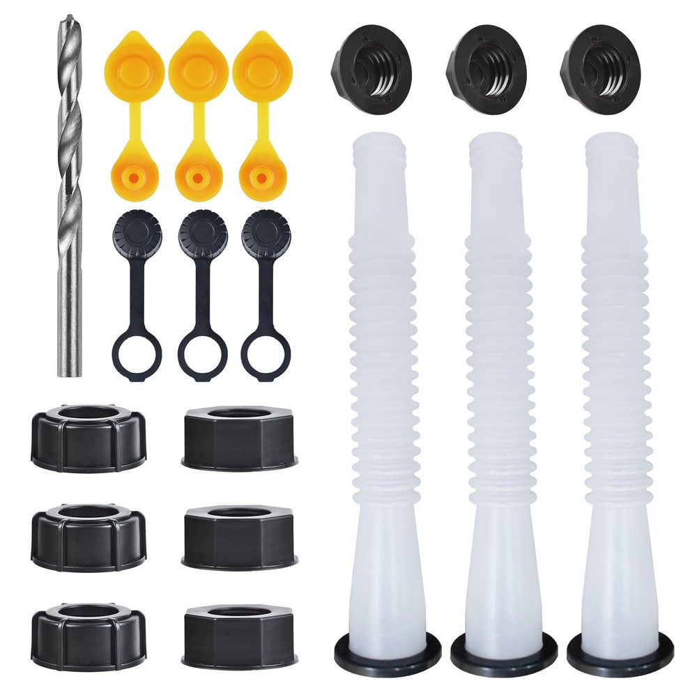 Gas Can Spout Nozzle Replacement Kit White HDPE Fuel Cans Pour Spouts 3 Pcs