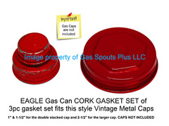 EAGLE Gas Can CORK GASKET SET “Old School” 1″ + 1-1/2″ + 2-1/2″ Outer Dimensions
