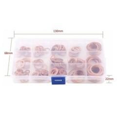 150x Copper Crush Washer Gasket Set Flat Ring Seal Assortment Kit For M5-M22 Kit