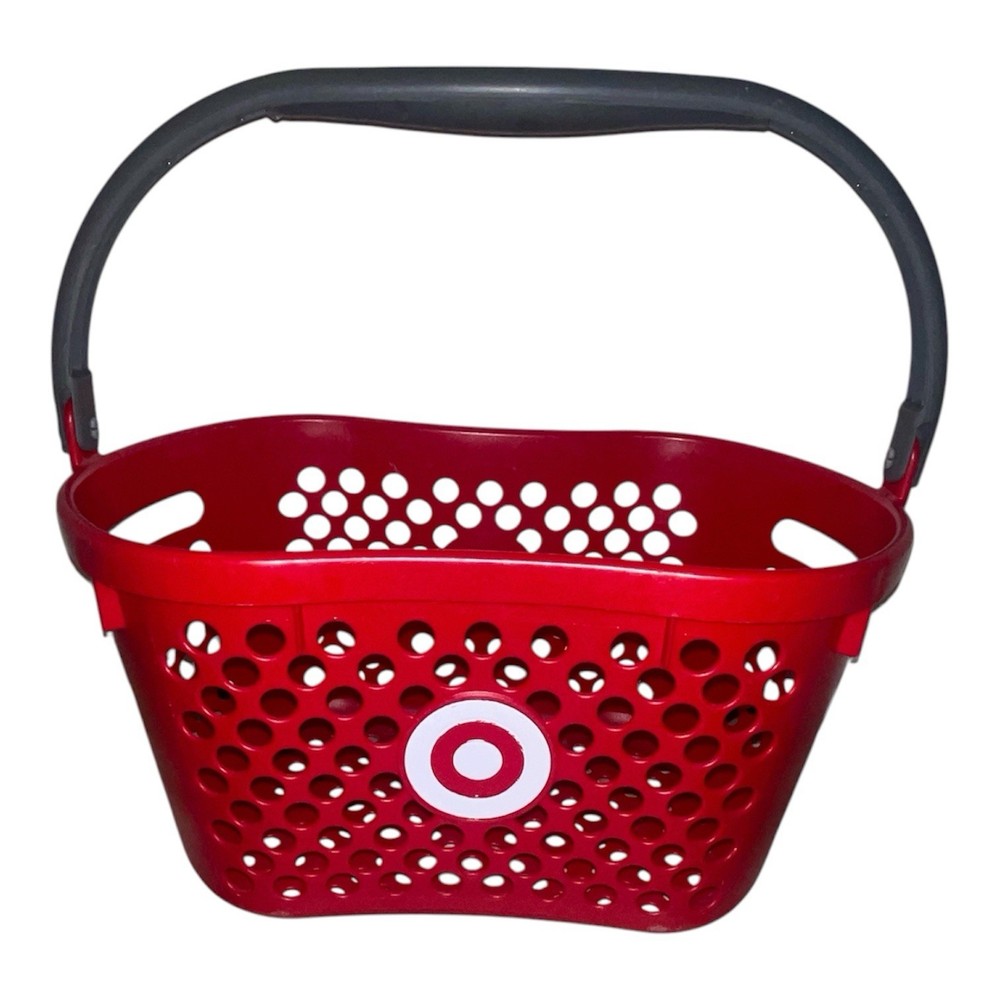 Target Full Size Basket Gray Handle Red Bullseye Logo Shopping Storage 18×11