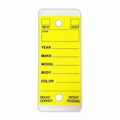 CarBowz Round Corner Dealer Key Tags Self Laminating Yellow
