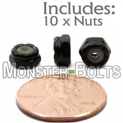 #2-56 NM – Qty 10 – Nylon Insert Hex Lock / Stop Nuts SAE – Steel w Black Oxide
