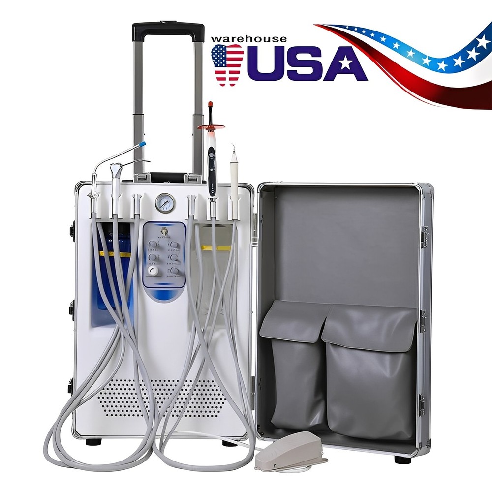 Portable Mobile Dental Delivery Unit System Cart with Air Compressor Suction 4H