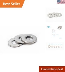 100-Pack Stainless Steel Flat Washers #10, Durable 18-8 Corrosion-Resistant