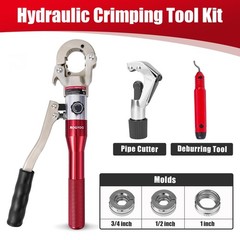 ROGVOC Propress Tool, Hydraulic Pipe Crimping Tool with 1/2, 3/4, 1 Inch Jaw