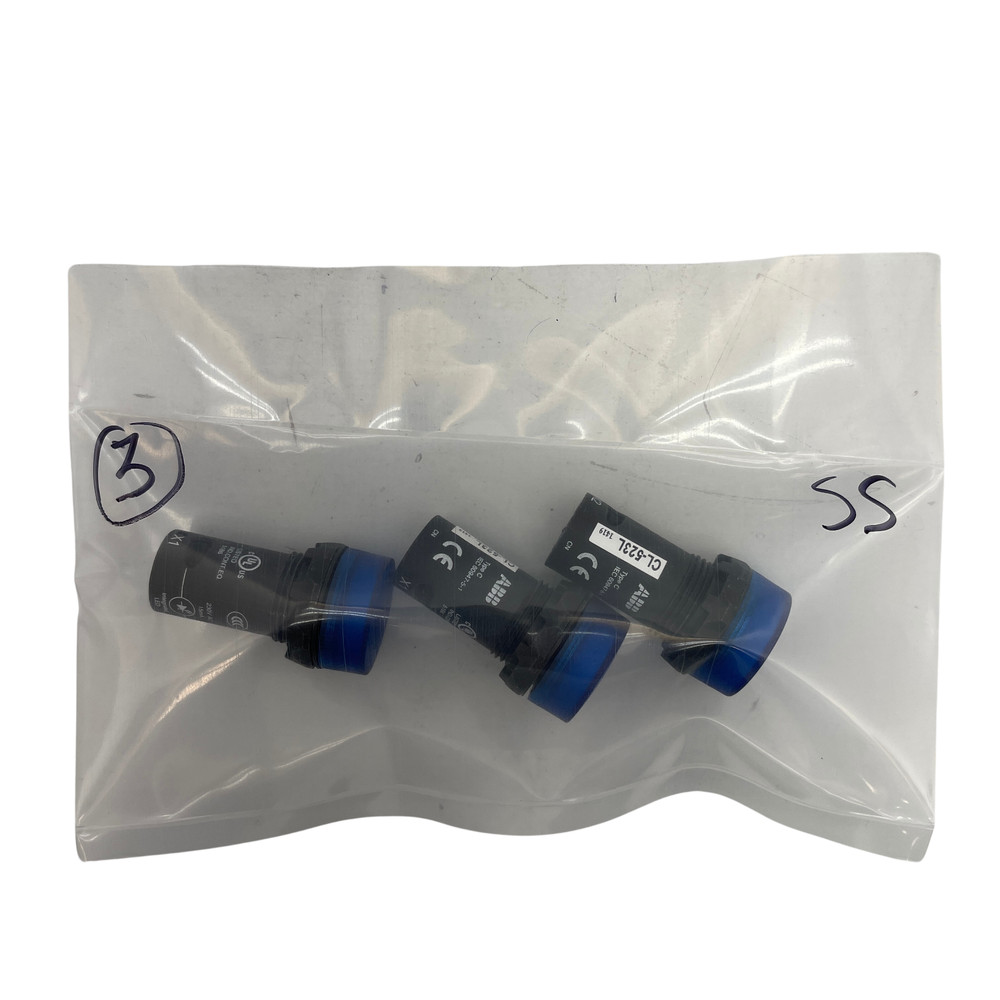 ABB CL-523L Pilot Light Blue Type C 230 VAC, Panel Mount Package of 3