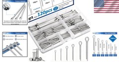 Assorted 120Pcs Cotter Pins in Stainless Steel – Reliable Fastening Solutions