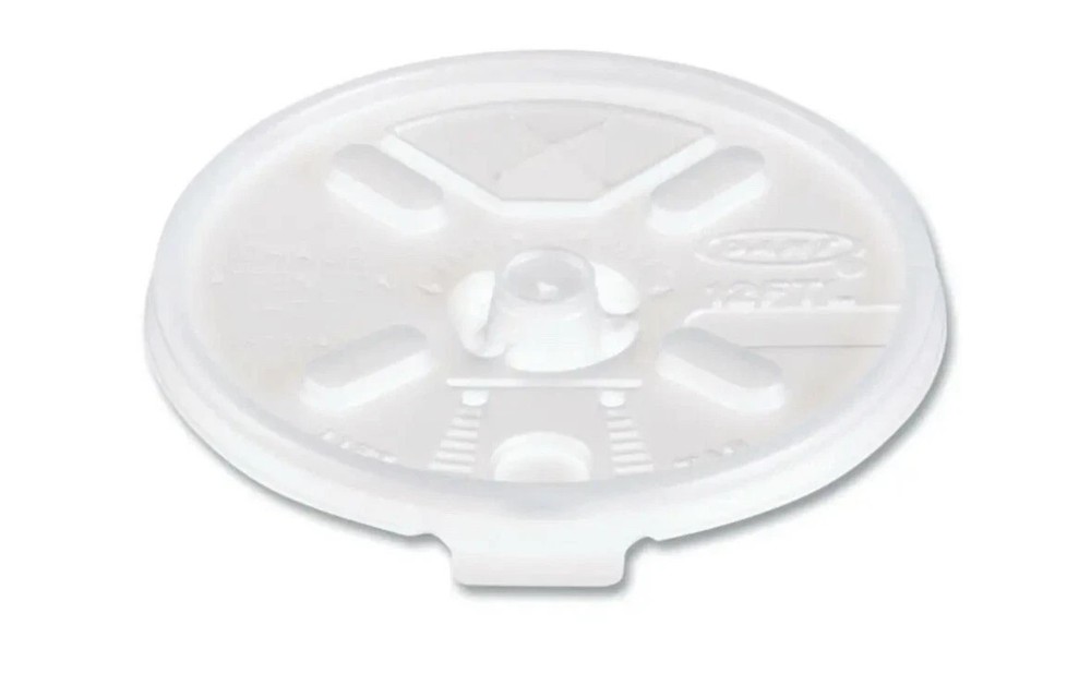 Dart Translucent Lids for Foam Cups Tear Tab/Straw Slot Fits 12 oz 1000Ct W12J12
