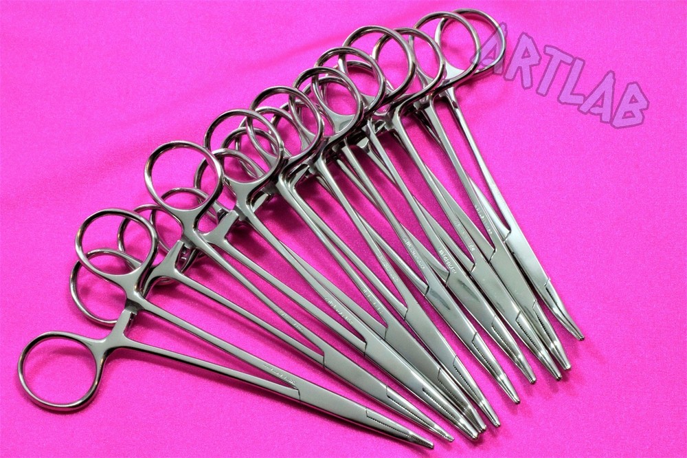10 PC MOSQUITO HEMOSTAT FORCEPS 5″ CURVED STAINLESS STEEL SURGICAL MEDICAL
