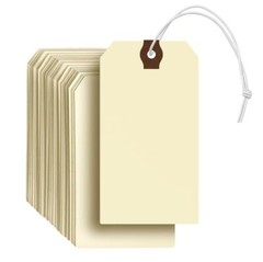 100 Pack Manila Shipping Tags with Elastic Rubber Bands Double Layer Reinforced