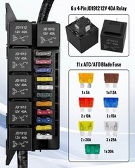 Waterproof Fuse Relay Box Pre-Wired, 6 JD1912 Relay Slots and 11 ATC/ATO Blad…