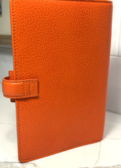 Rare HTF Filofax Orange Leather Finsbury Personal Organizer Planner 7.5″Ht 5.25W