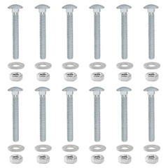 1/4-20 x 2 Inch Carriage Bolt Kit 12 Sets with Nuts Washers