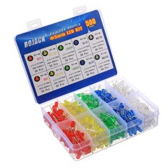 BOJACK 500pcs 5mm LED Diode Lights 5 Color Assorted Kit Bright Lamp Components