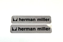 2 Genuine Herman Miller Foil Stickers, Label, Tag, with Logo in Silver