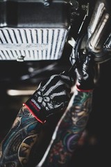 Foam Nitrile Mechanic Gloves Large Skeleton Print Premium Grip Hand Protecti…