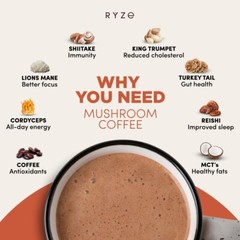 Ryze Mushroom Organic Coffee 2 Pack 30 Servings Per Pack (FREE SHIPPING)