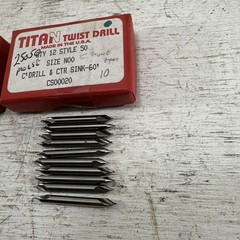 Lot Of 16 New Titan CS10010 CS00020 Size 0&00 Combination Drill Countersink