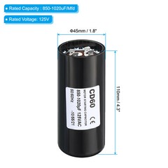 Motor Start Capacitor 850-1020uF/Mfd 125V 50/60Hz CD60 Run Capacitor Motor