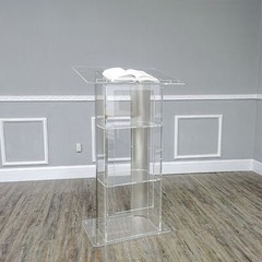 Clear Acrylic Plexiglass Podium Curved Sides Pulpit Lectern Conference