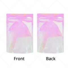 Multi-Sizes Holographic Glossy Pink Clear Plastic Stand up Zip Lock Pouch Bag P2