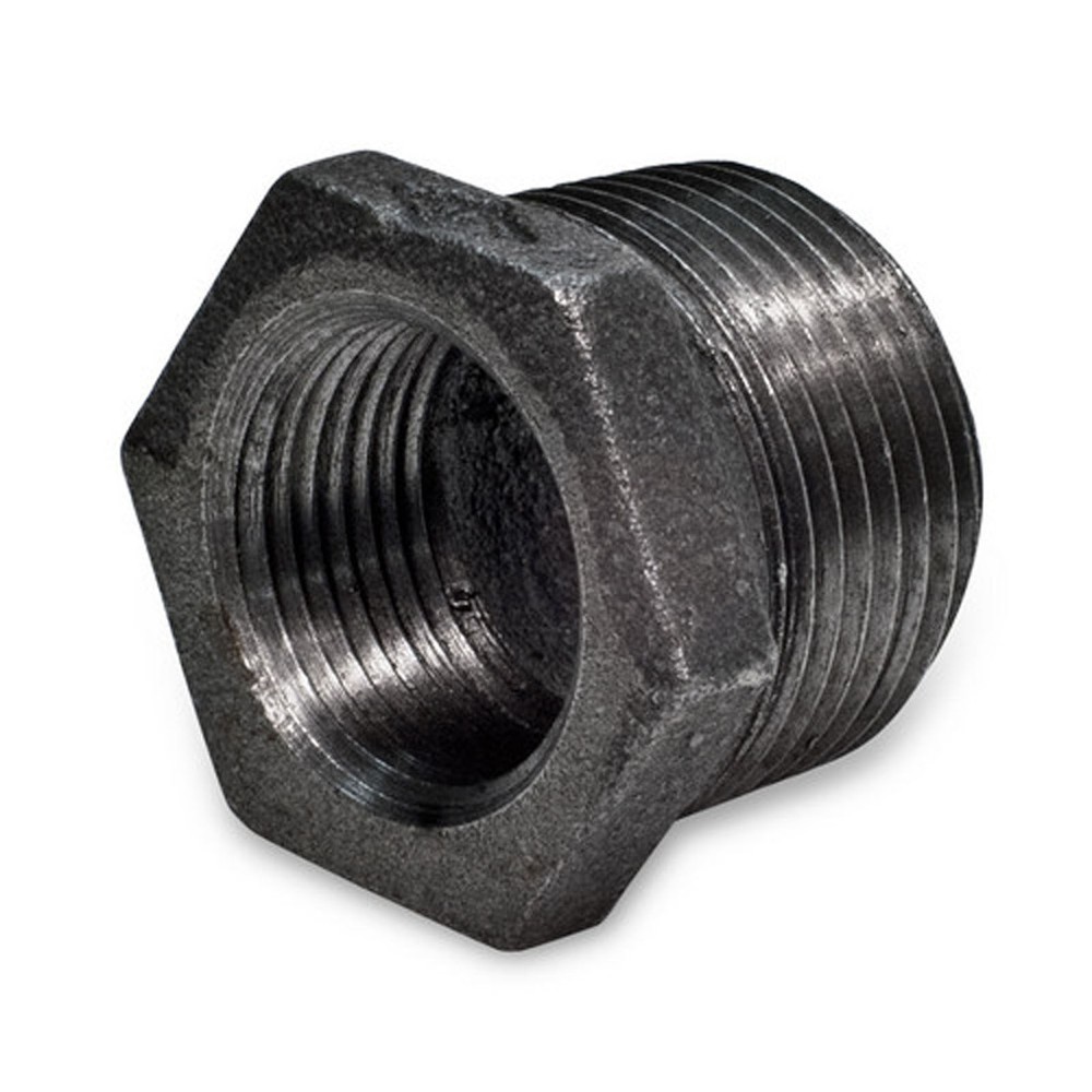 LOT OF (2) 2″ x 1″ BLACK MALLEABLE IRON BUSHING REDUCER PLUMBING FITTING