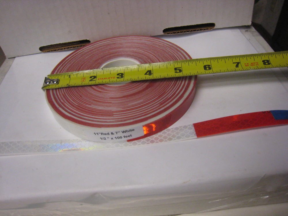 1/2″ x 100′ Roll SILVER & RED PRISMATIC REFLECTIVE TAPE 7-11 DOT-C2