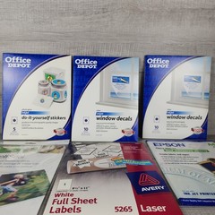 Office Depot Lot: Avery Epson GBC Window Decals Stickers Laminate Sheets