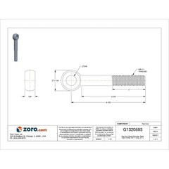 Te-Co 42950 Eye Bolt With Shoulder, 5/8″-11, 3-7/8 In Shank, 5/8 In Id, Steel,