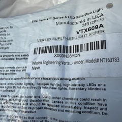 WHELEN Vertex VTX609A Super-LED Amber, Brand New. Made In USA.