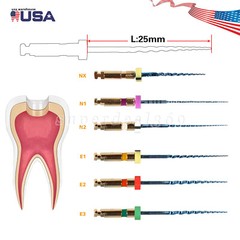 6pcs Dental Endo treatment Root Canal Engine Hand Use NiTi Rotary Files 25MM