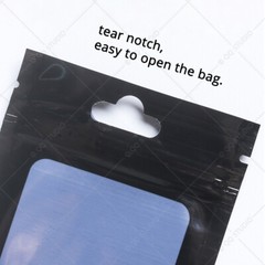 Multi-Size Double-Side Glossy Black Mylar Flat Zip Lock Bag w/Window & Hang Hole