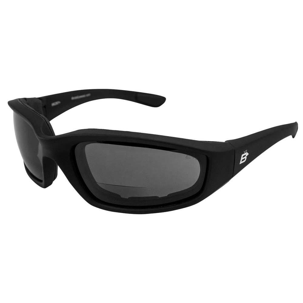 Birdz Eyewear Oriole Bifocal Safety Glasses Padded Black Frame Smoke Lens +1.75