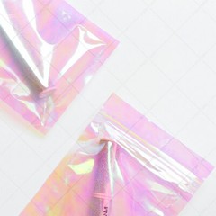 Assorted Sizes Double-Side Glossy Holographic Pink Mylar Flat Zip Lock Pouch Bag