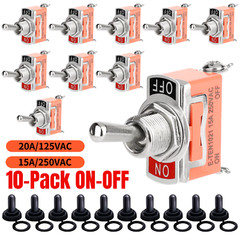 10x Waterproof Heavy Duty Toggle Switch ON/OFF 2 Terminal Car Boat SPST 15A 250V