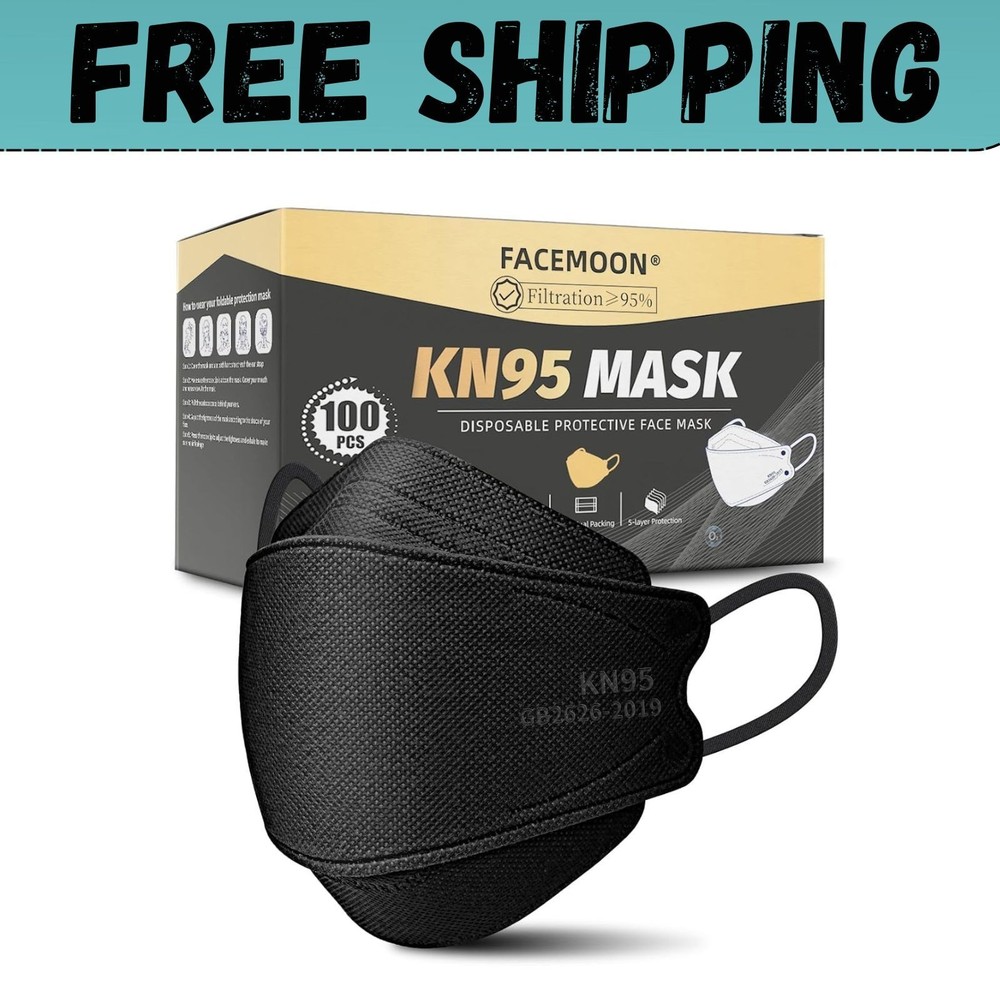 KN95 Face Mask Disposable Adults – 100 Pack 5 Layer Protection Adjustable KN95