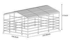13x20ft Galvanized Heavy-Duty Livestock Shelter Metal Barn for Cattle Horse Goat
