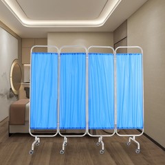 Blue Medical Privacy Screen Waterproof Oxford Cloth Privacy Screen With 8 Wheels