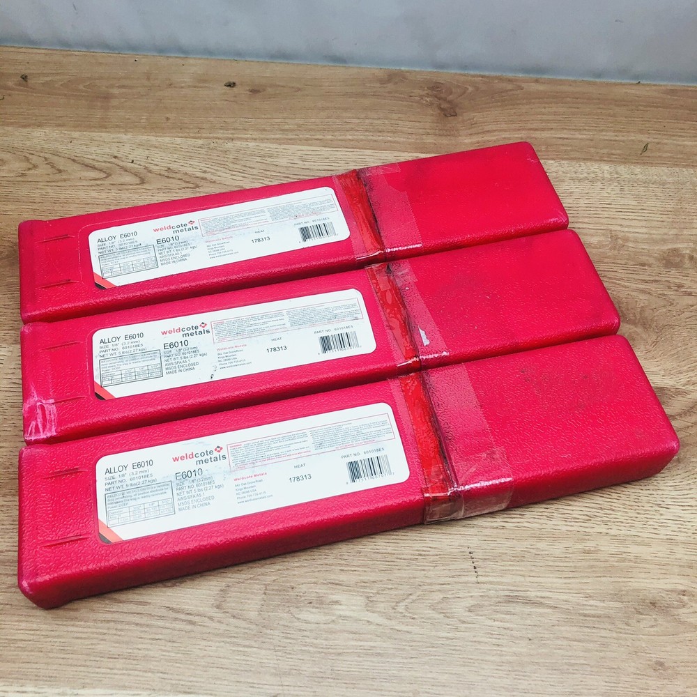 LOT OF 3 PACK EACH BOX IS 5LB ALLOY E6010 SIZE 1/8″(3.2MM)WELDING RODS
